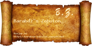 Barabás Zebulon névjegykártya